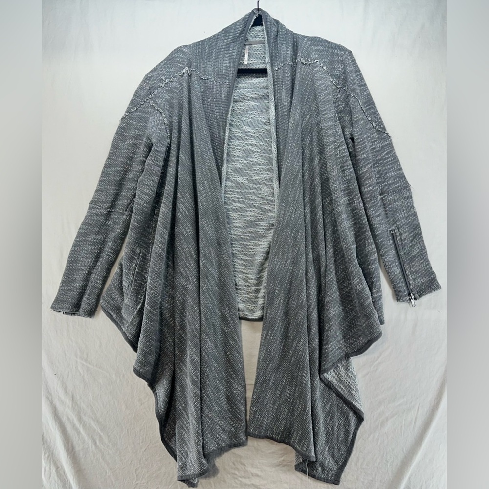 Free People Gray In the Loop Cardigan Waterfall Open Front Oversized Womens‎ XS